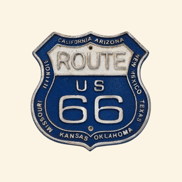 Route 66 With States - Big Cast Aluminum Sign