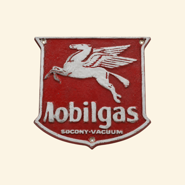 Mobilgas Small Cast Aluminum Sign - Red
