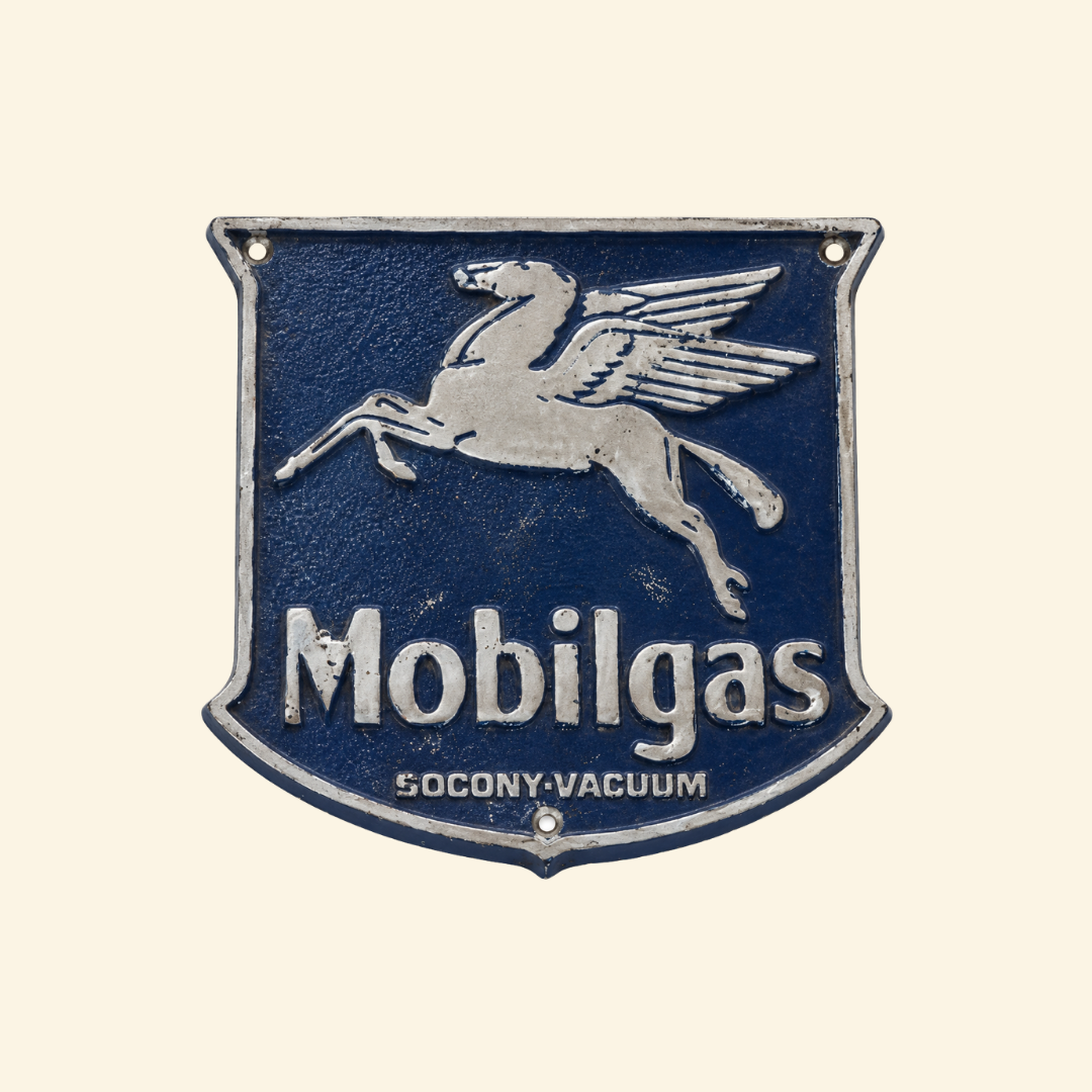 Mobilgas Small Cast Aluminum Sign - Blue