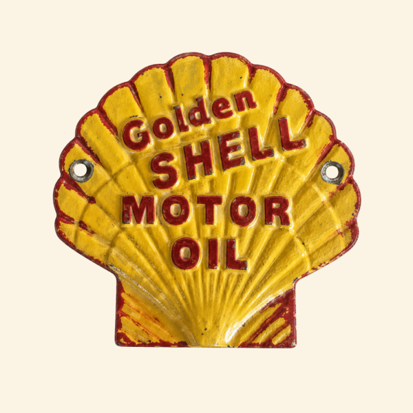 Shell Small Golden Shell Cast Aluminum Sign