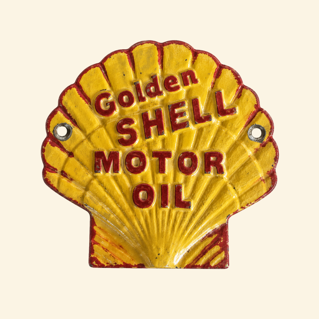 Shell Small Golden Shell Cast Aluminum Sign
